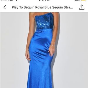 Lulus blue sequin strapless formal dress